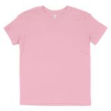 Plain light pink short-sleeve cotton t-shirt flat lay on white background