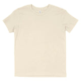Natural color plain short sleeve cotton t-shirt with crew neck, front view