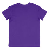 Plain purple short-sleeve cotton t-shirt shown from the back