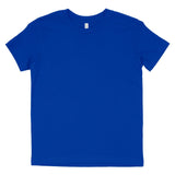 Plain true royal blue short sleeve crew neck t-shirt on white background