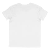 Plain white short-sleeve cotton t-shirt displayed flat, back view, seamless background