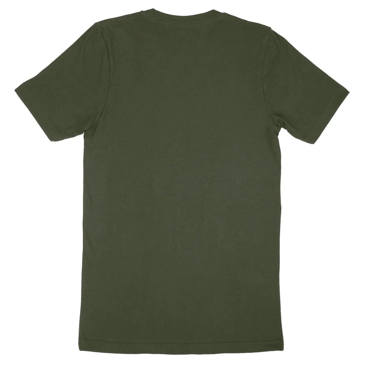 Back view of a solid olive green Bella Canvas Adult T-Shirt 3001
