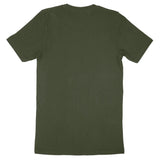 Back view of a solid olive green Bella Canvas Adult T-Shirt 3001