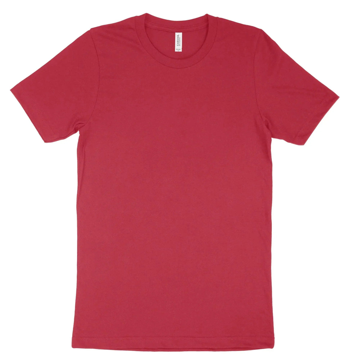 Front view of a plain red Bella Canvas adult t-shirt 3001 on a white background.