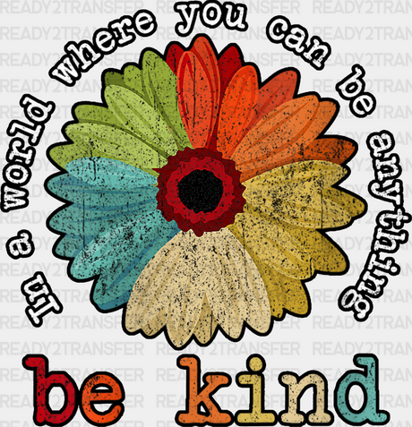 Be Kind Colorful Sunflower Design - Dtf Transfer Adult Unisex S & M (10’’) / Dark Color (See