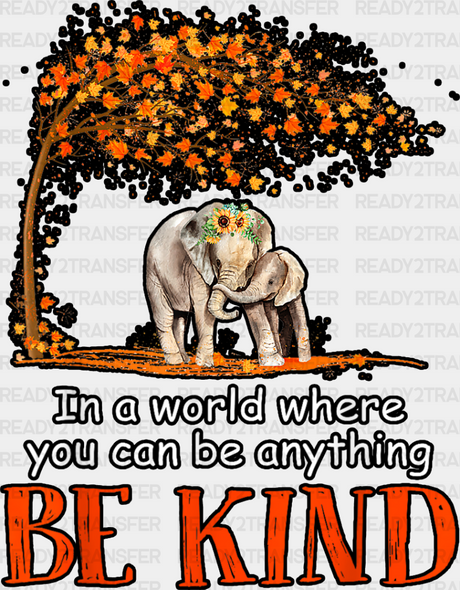 Be Kind Elephant Tree Design - Dtf Transfer Adult Unisex S & M (10’’) / Dark Color (See Imaging)