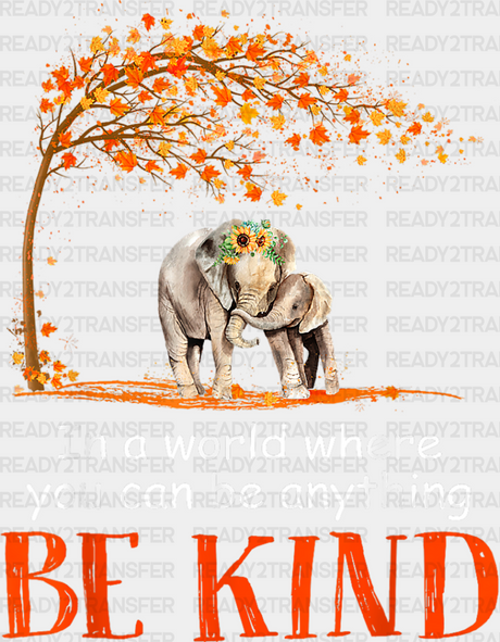 Be Kind Elephant Tree Design - Dtf Transfer Adult Unisex S & M (10’’) / Light Color (See Imaging)