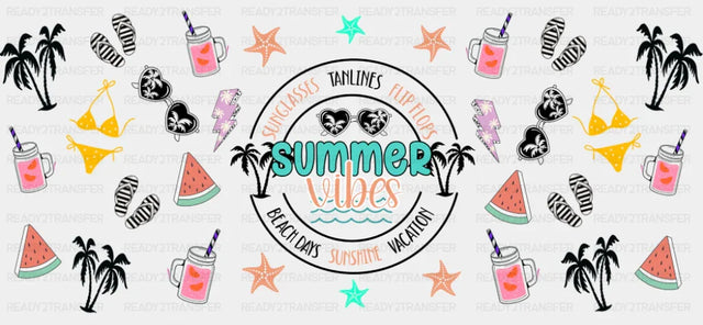 Beach Days Sunshine Vacation - Summer Cup Wrap UV Sticker Permanent UV DTF Decal