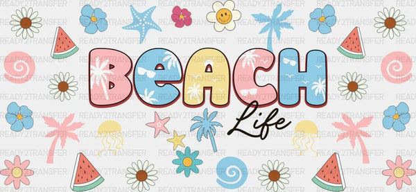 Beach Life Flowers - Summer Cup Wrap UV Sticker Permanent UV DTF Decal