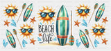 Beach Life Surf Boards - Summer Cup Wrap UV Sticker Permanent UV DTF Decal