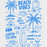 Beach Vibes, Blue Design - Surfing DTF Transfers ready2transfer