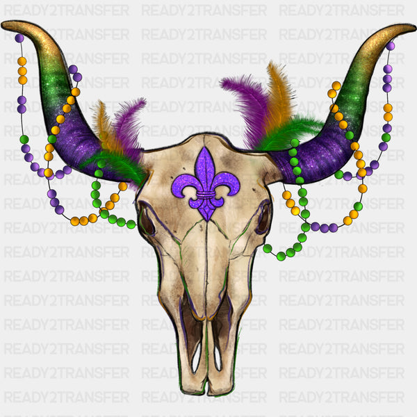 Beads Longhorn - Mardi Gras DTF Transfers