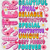 Beautiful, Loyal, Reliable - Sister DTF Transfers ready2transfer Dark Color Design (See Imaging)