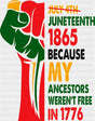 Because My Ancestors Weren’t Free In 1776 - Juneteenth DTF Transfer Adult Unisex - S & M (10’’) / Dark Color Design