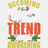 Becoming Vegan Is Not A Trend It Is An Awakening - Vegan DTF Transfers - Adult Unisex - S & M (10’’) / Light Color