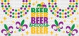 Beer Yellow Green Purple - Mardi Gras Cup Wrap Uv Sticker Permanent Dtf Decal