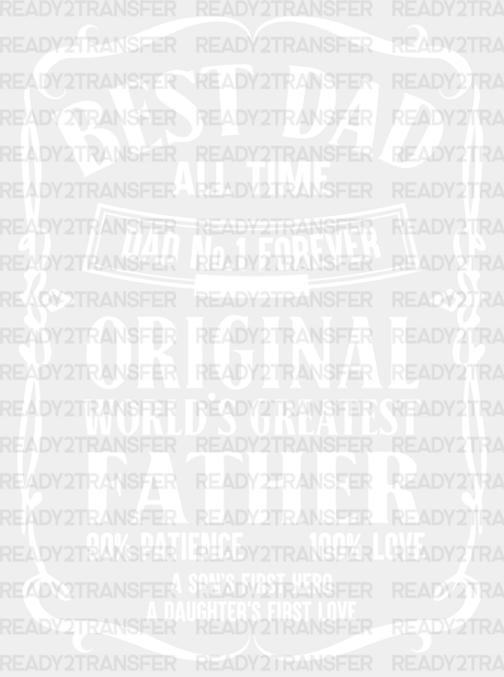 Best Dad All Time Father’s Day Dtf Transfer Adult Unisex - S & M (10’) / White