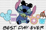 Best Day Ever Stitch Disney Snacks Dtf Heat Transfer Vacation Design Mickey Minnie