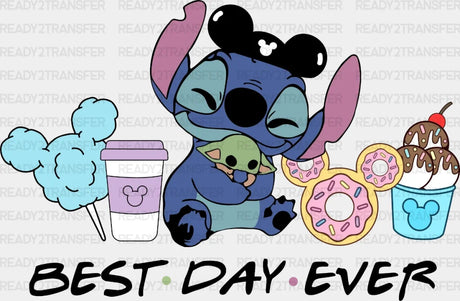 Best Day Ever Stitch Disney Snacks Dtf Heat Transfer Vacation Design Mickey Minnie