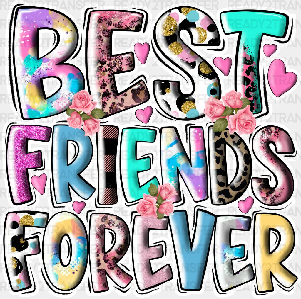 Best Friends Forever Colorful - Dtf Transfer Adult Unisex S & M (10’’) / Light Color Design