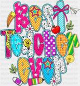 Best Teacher Ever Colorful - Teachers DTF Transfer