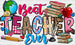 Best Teacher Ever Doodles Design - Teachers DTF heat transfer ready2transfer Black