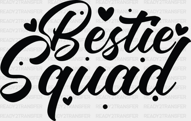 Bestie Squad Heart - Best Friends Dtf Transfer Adult Unisex S & M (10’’) / Dark Color Design