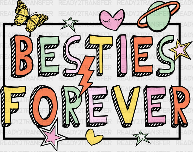 Besties Forever Cardboard Design - Best Friends Dtf Transfer Adult Unisex S & M (10’’) / Dark