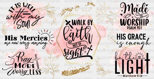 Bible Quotes Pink Design - Religion Cup Wrap Uv Sticker Permanent Dtf Decal