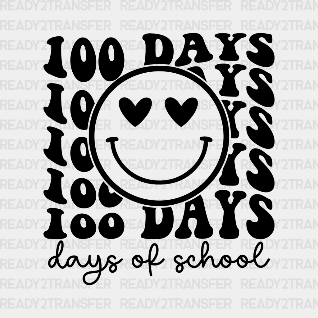 Big Smiley Face 100 Days Of School Dtf Transfer