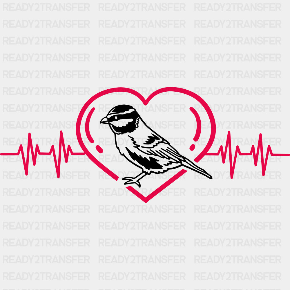 Bird In Heart - Birds DTF Transfers ready2transfer Dark Color Design (See Imaging)