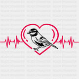 Bird In Heart - Birds DTF Transfers ready2transfer Dark Color Design (See Imaging)