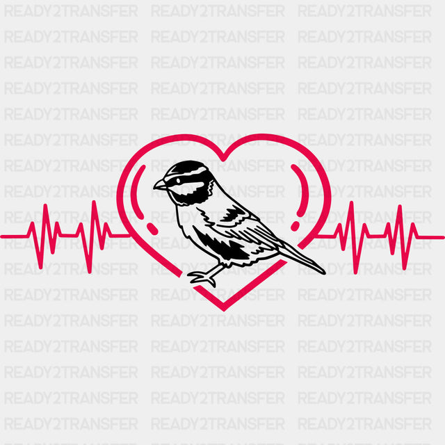 Bird In Heart - Birds DTF Transfers ready2transfer Dark Color Design (See Imaging)
