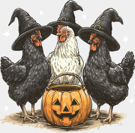 Black And White Roosters Halloween DTF Transfer Adult Unisex S & M (10’’) / Light Color Design (See Imaging)