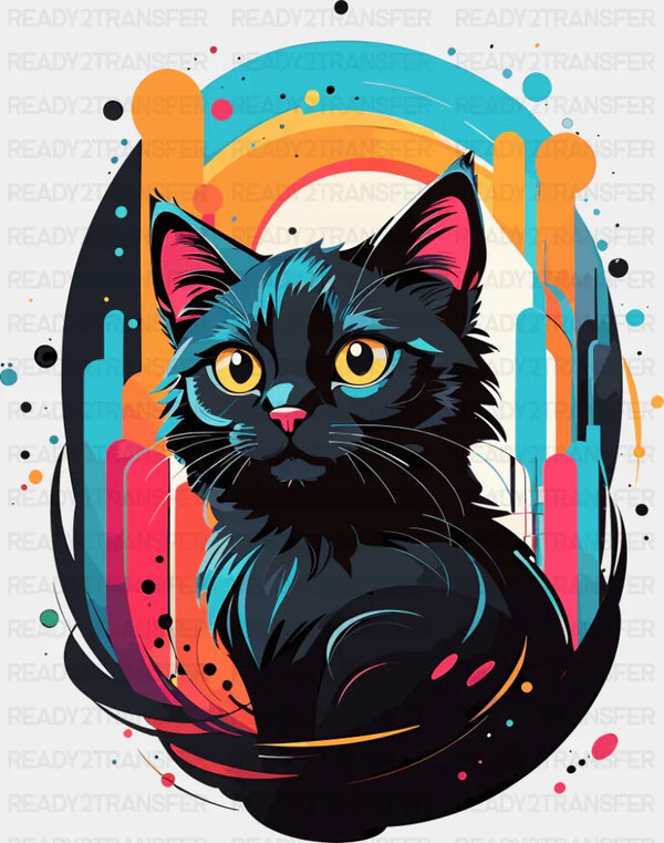Black Cat Modern Art - Cats DTF Transfer