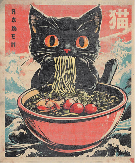 Black Cat Ramen - Cats DTF Transfer