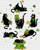 Black Cats Clovers - St. Patrick’s Day DTF Transfer Adult Unisex - S & M (10’’) / Dark Color Design (See Imaging)
