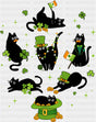 Black Cats Clovers - St. Patrick’s Day DTF Transfer Adult Unisex - S & M (10’’) / Dark Color Design (See Imaging)