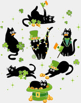 Black Cats Clovers - St. Patrick’s Day DTF Transfer Adult Unisex - S & M (10’’) / Light Color Design (See Imaging)