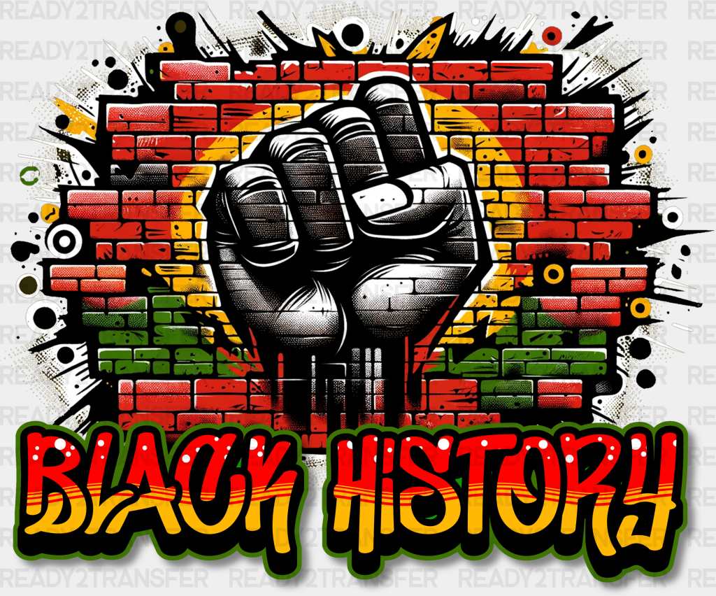 Black History Rising Fist Wall Design - Month Dtf Heat Transfer