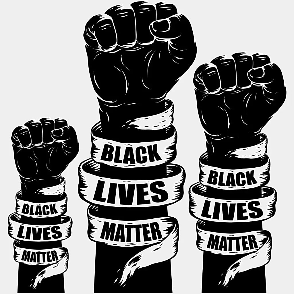 Black Lives Matter Fists Blm Dtf Transfer Adult Unisex - S & M (10’) / White