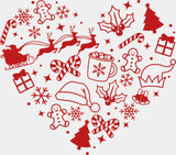 Black Red White Heart - Christmas DTF Transfer Adult Unisex - S & M (10’’) / Red Color Design (See Imaging)