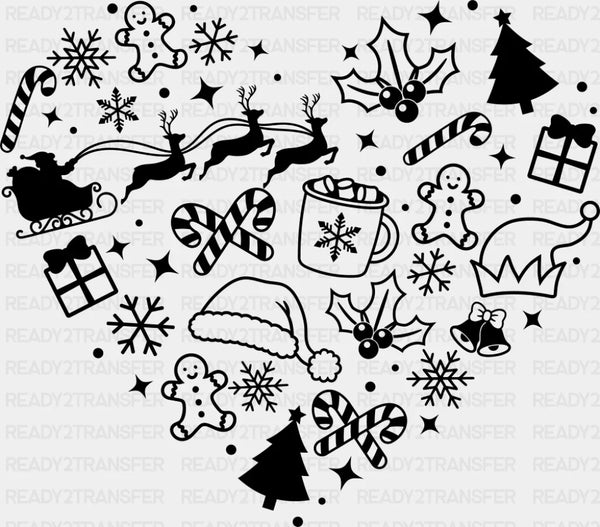 Black, Red, White Heart - Christmas DTF Transfer