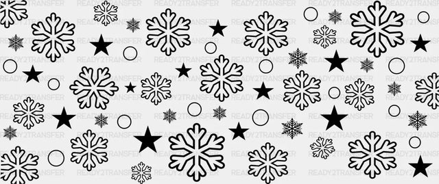 Black Snowflake Design - Christmas Cup Wrap Uv Sticker Permanent Dtf Decal