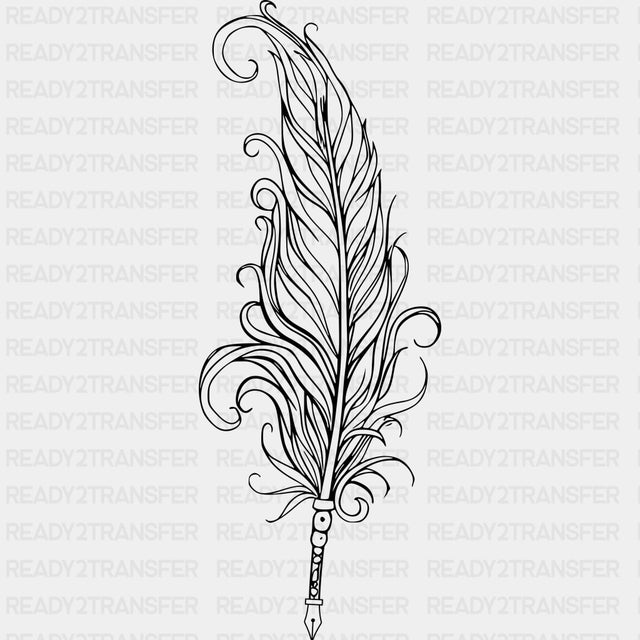Black & White Quill - Writing DTF Transfers ready2transfer Dark Color Design (See Imaging)