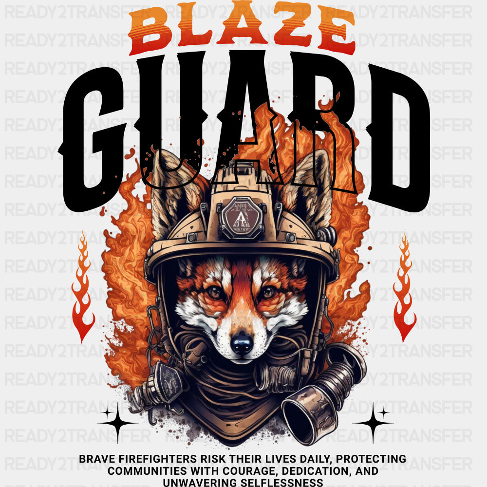 Blaze Guard Fox - Fire Department DTF Transfers ready2transfer Dark Color Design (See Imaging)