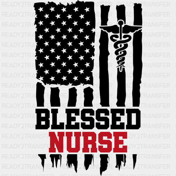 Blessed Nurse, US Flag & Caduceus - Nurse DTF Transfers