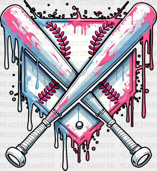 Blue And Pink Baseball Bats - Baseball DTF Transfer