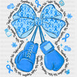 Blue Boxing Gloves & Ribbon - Diabetes DTF Transfers ready2transfer Dark Color Design (See Imaging)
