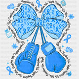 Blue Boxing Gloves & Ribbon - Diabetes DTF Transfers ready2transfer Dark Color Design (See Imaging)